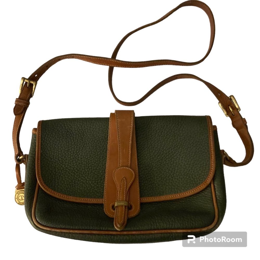 Classic Brown and Green Leather Shoulder Bag